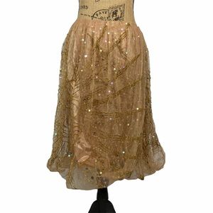 Tracy Reese Gold Layered Tulle Sequin Silk Bubble Skirt 6